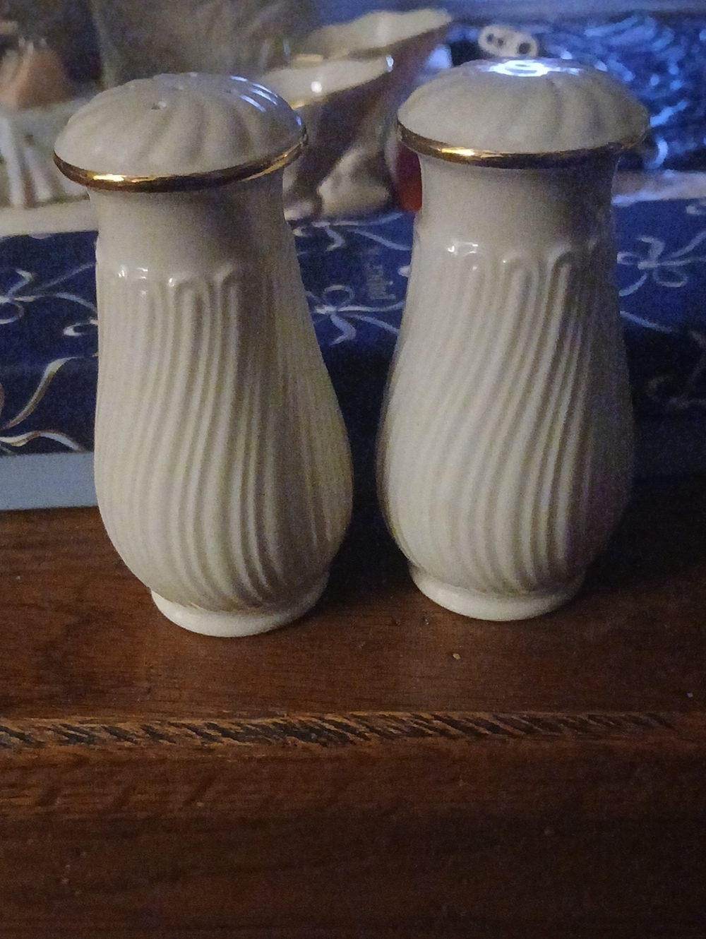 Lenox White Porcelain Salt and Pepper Shaker Set with Gold Trim Never Used